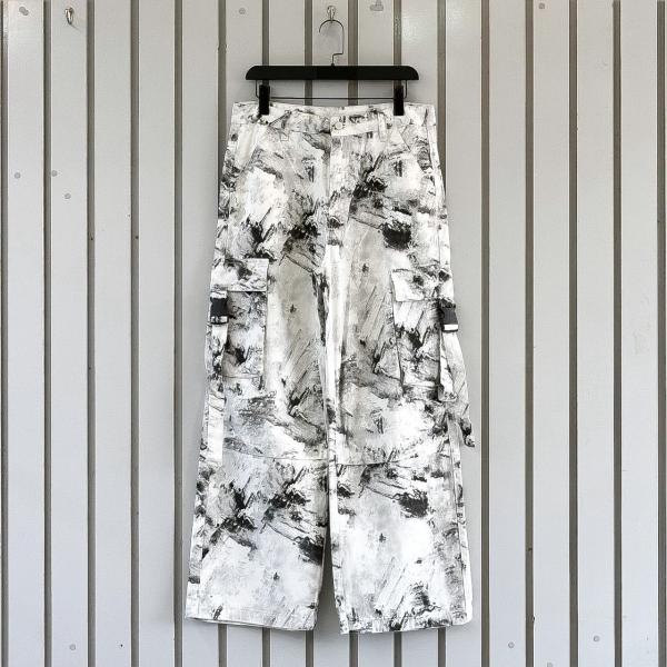 Camo Wide-Leg Denim Pants