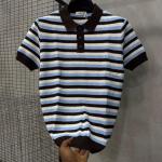 Striped Knit Polo Shirt