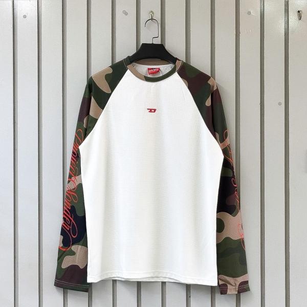 Diesel Camo-Sleeve Raglan Long Sleeve Tee