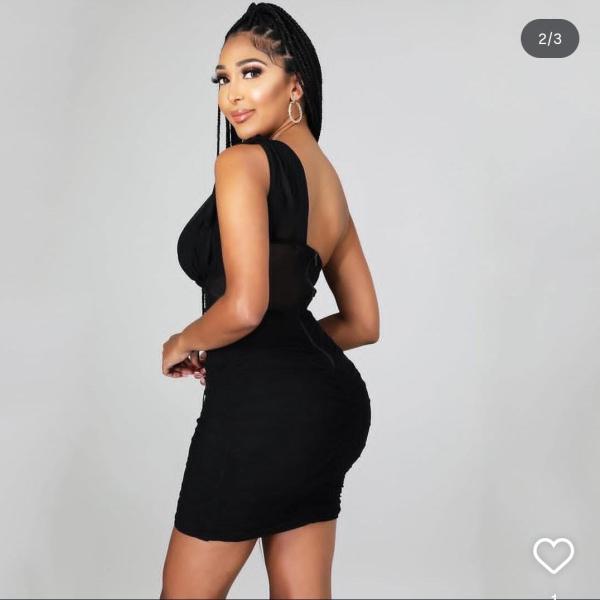 Black Asymmetric Mesh Dress