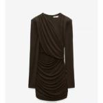 Zara Brown Ruched Cutout Dress