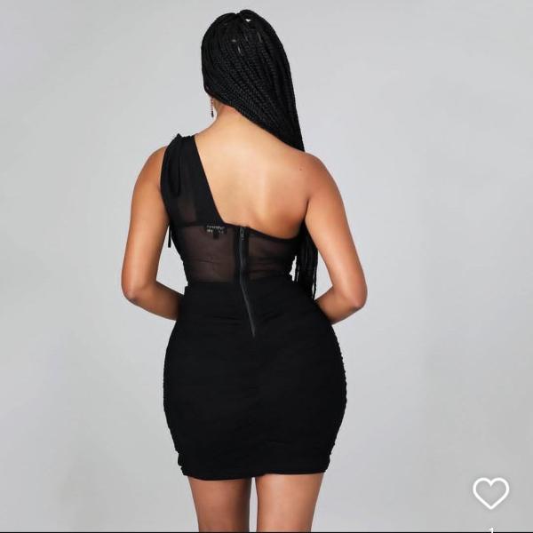 Black Asymmetric Mesh Dress