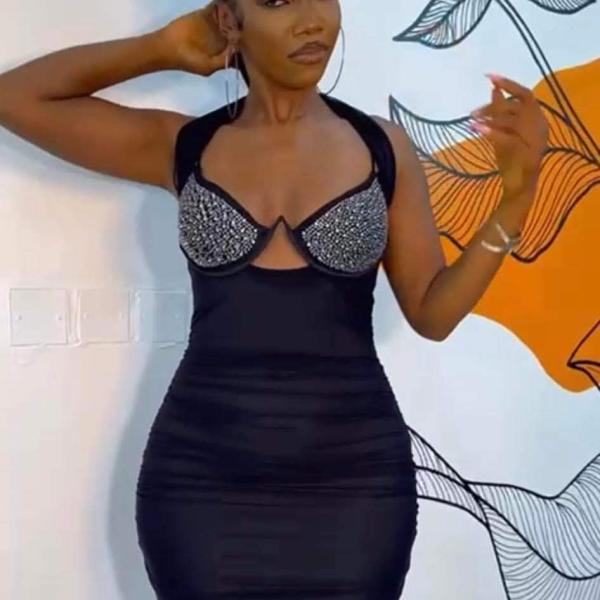 Black Rhinestone Bustier Dress